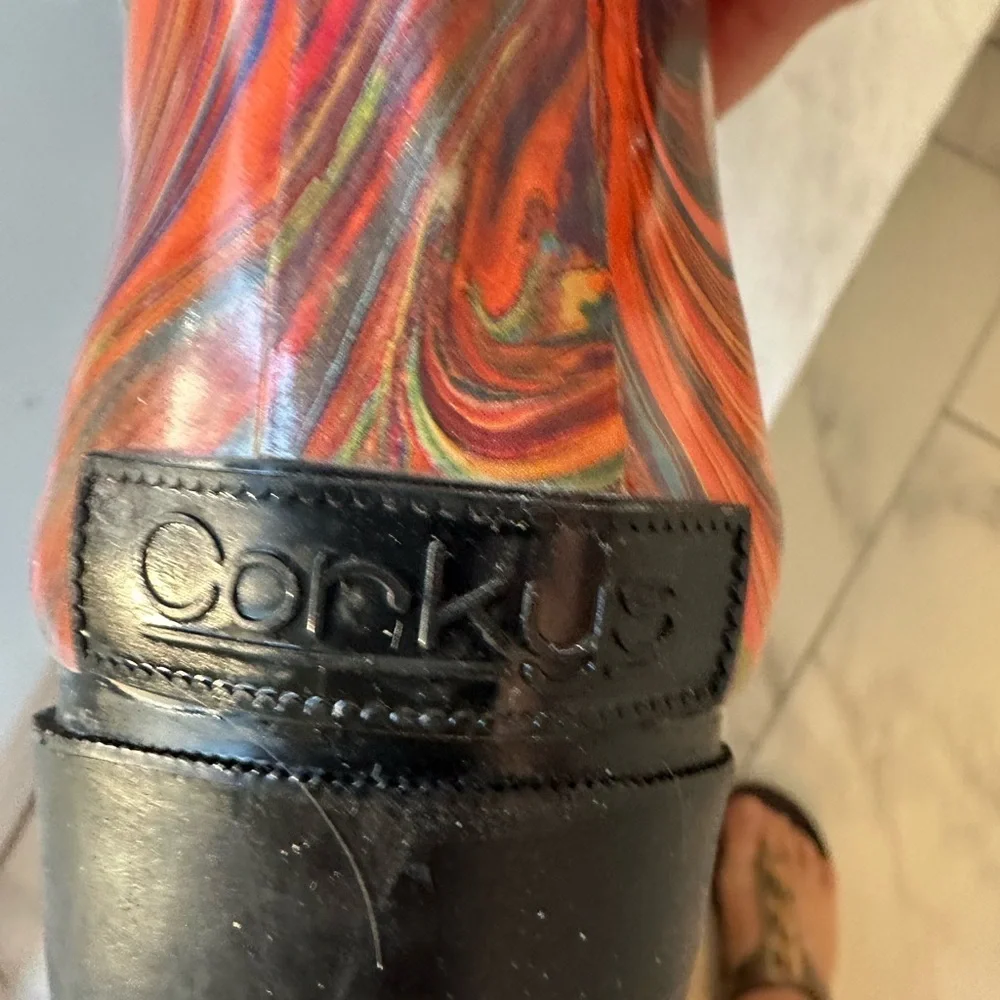 Corkys Women’s Rain Boots – Colorful Swirl Design Size 7